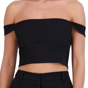 BCBGeneration Women's Fitted Bustier Crop Top Off The Shoulder Strap Shirt